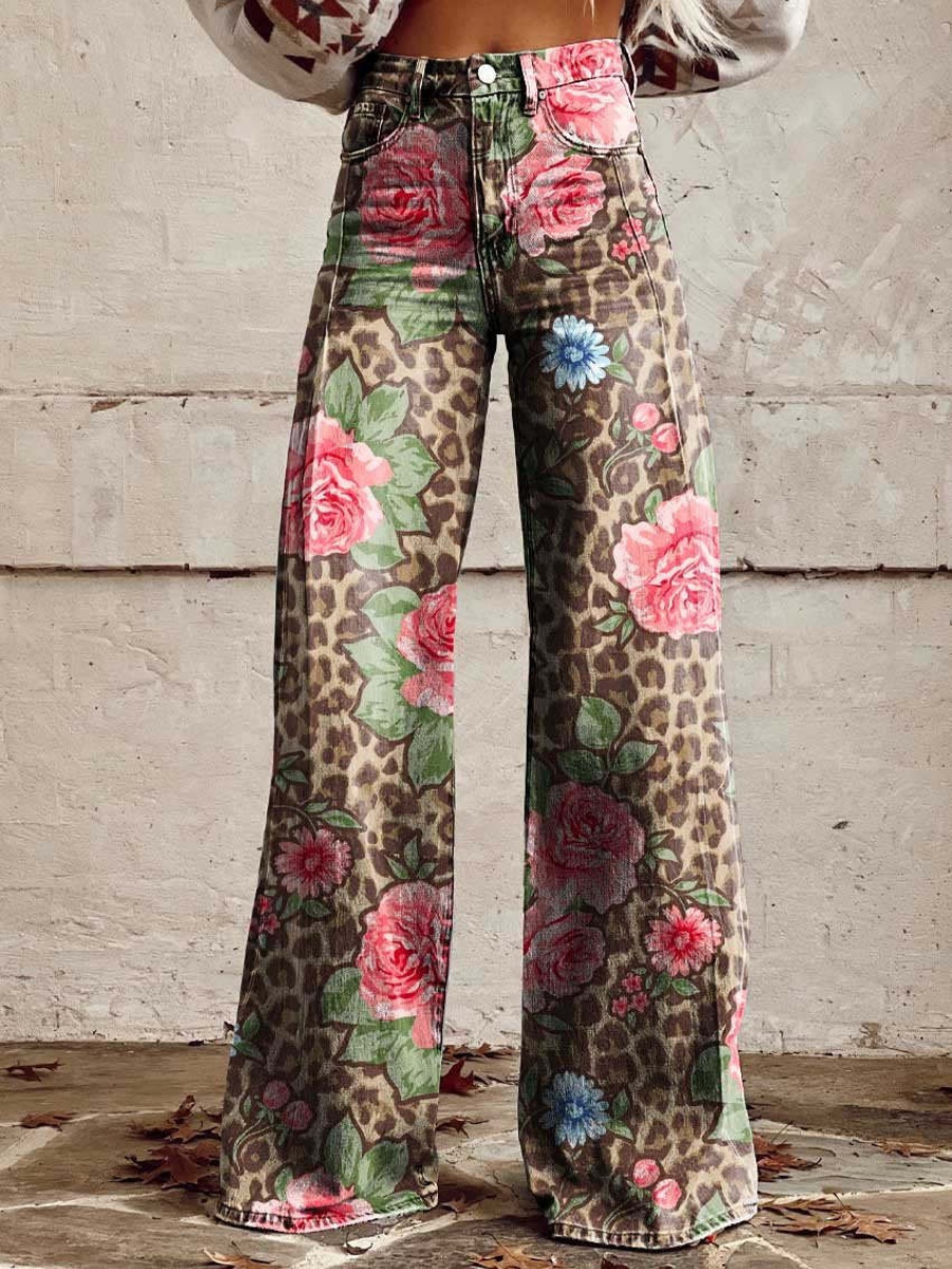 Pantalon en jean stylé pour femmes avec jambes larges | Baggy