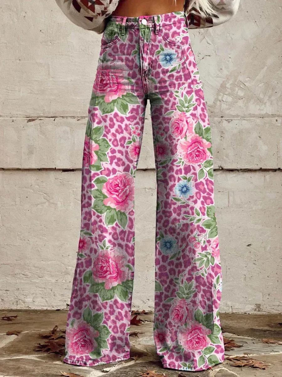 Pantalon en jean stylé pour femmes avec jambes larges | Baggy