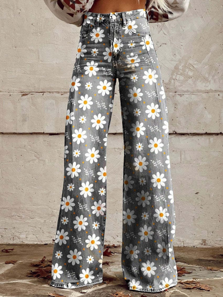 Pantalon en jean stylé pour femmes avec jambes larges | Baggy