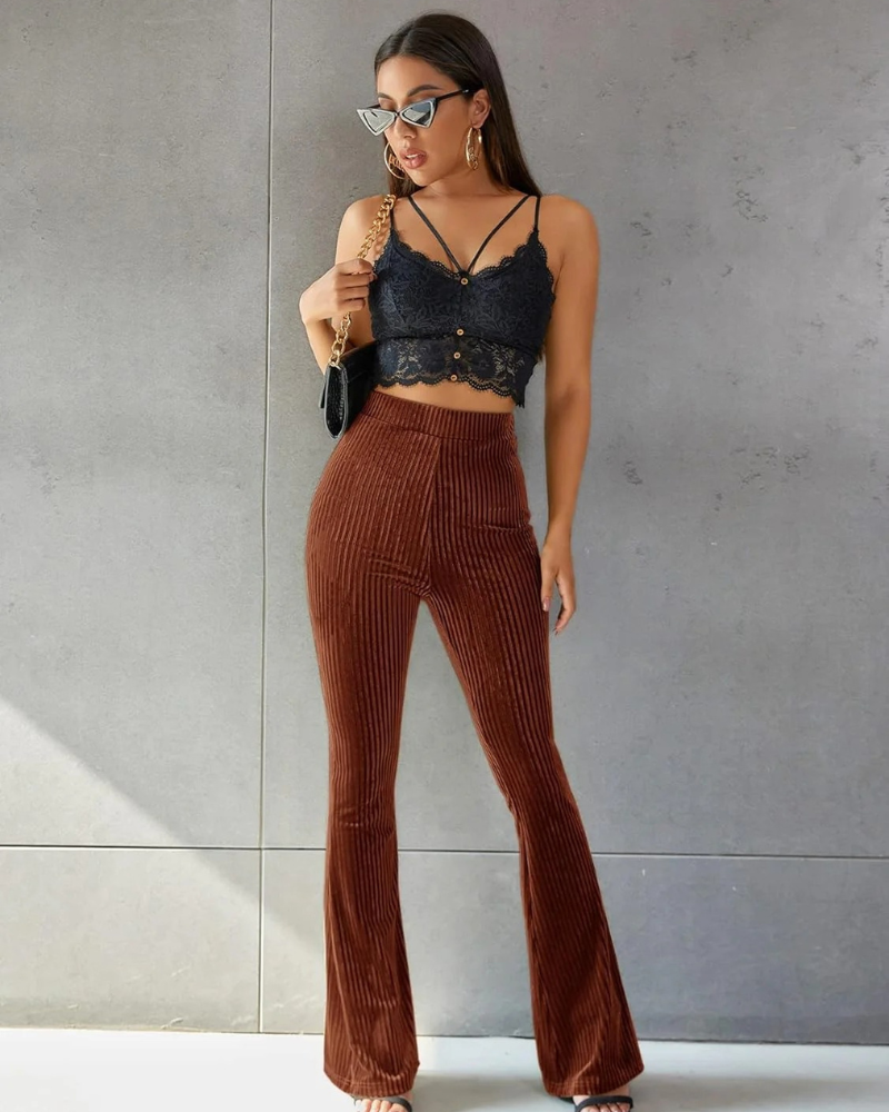 Pantalon évasé stylé pour femmes | Velours côtelé