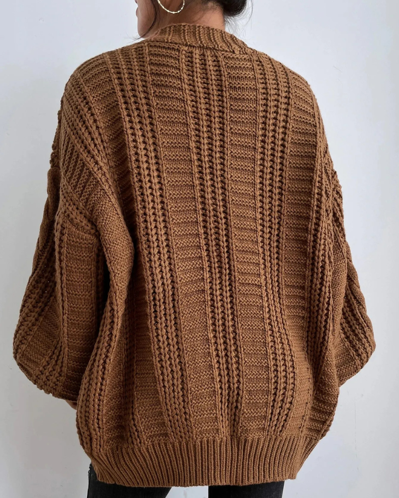 Cardigan en tricot torsadé stylé pour femmes | Long