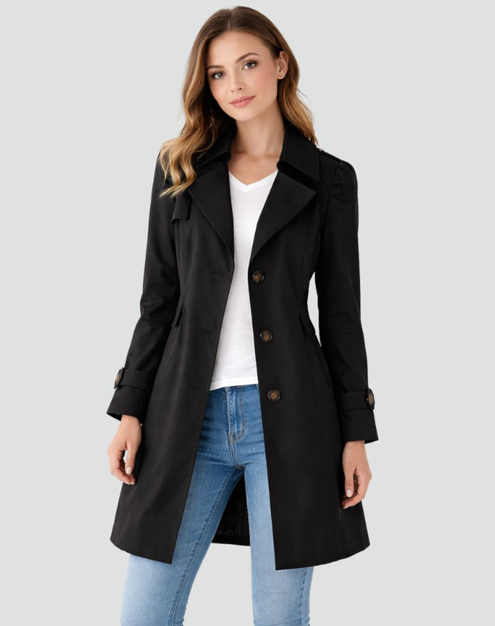 Nora | Manteau Trench Classique Ajusté pour Femmes Mi-Long