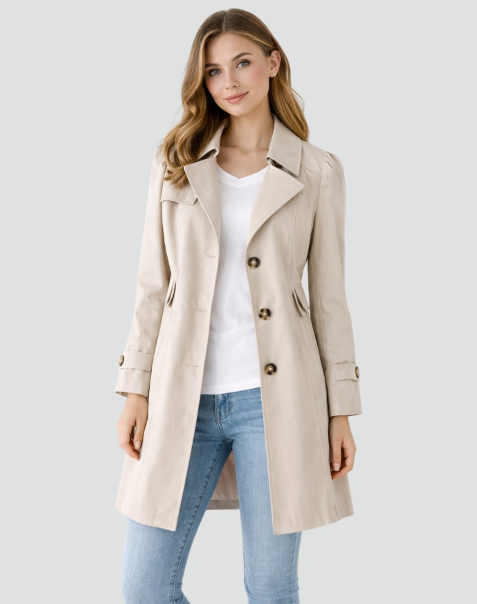 Nora | Manteau Trench Classique Ajusté pour Femmes Mi-Long