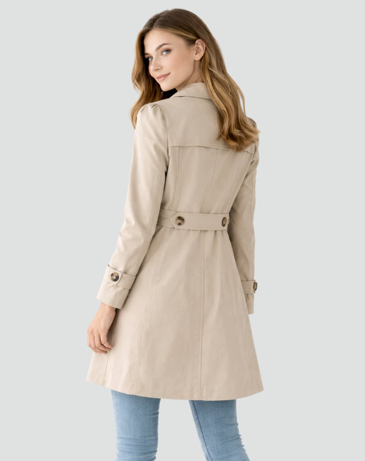 Nora | Manteau Trench Classique Ajusté pour Femmes Mi-Long