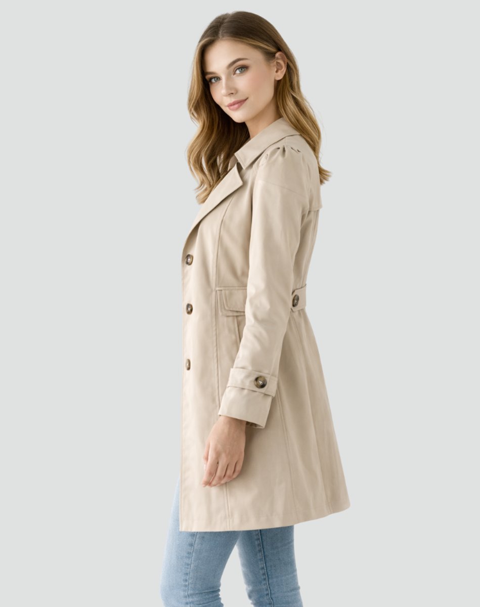 Nora | Manteau Trench Classique Ajusté pour Femmes Mi-Long