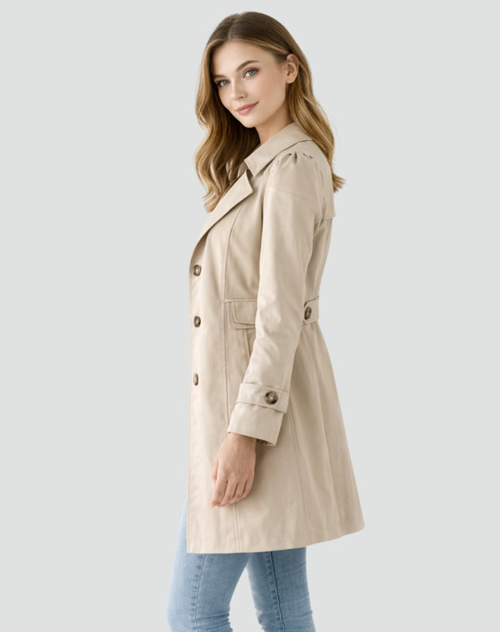 Nora | Manteau Trench Classique Ajusté pour Femmes Mi-Long