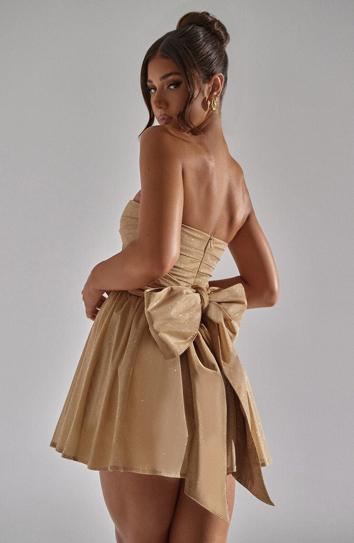 Robe Mini sans Bretelles pour Femmes avec Haut Froncé