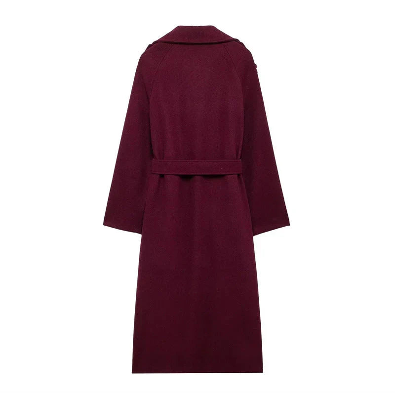 Manteau trench pour femmes avec double rangée de boutons et ceinture à nouer