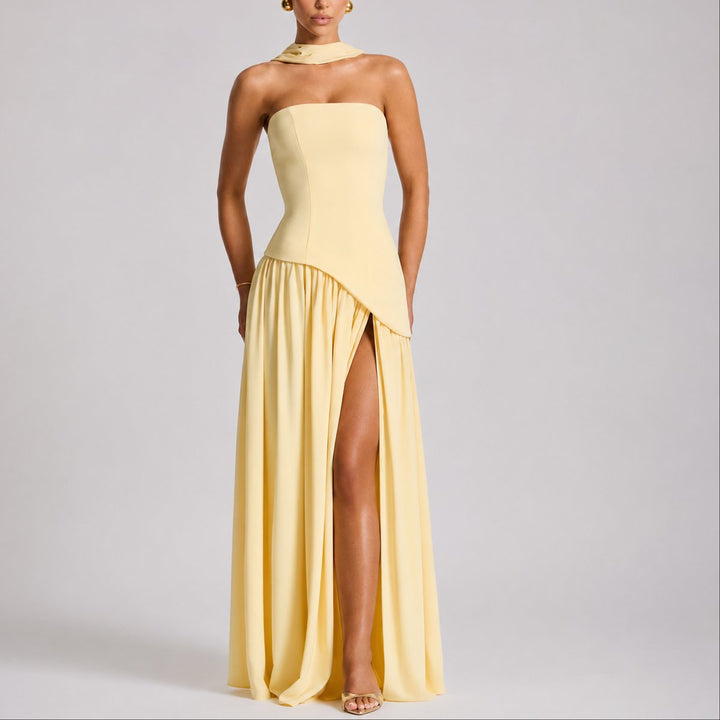 Charlotte | Robe Maxi Sans Bretelles pour Femmes avec Écharpe Robe de Mariage Invité Robe de Soirée