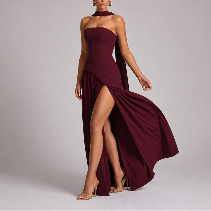 Charlotte | Robe Maxi Sans Bretelles pour Femmes avec Écharpe Robe de Mariage Invité Robe de Soirée