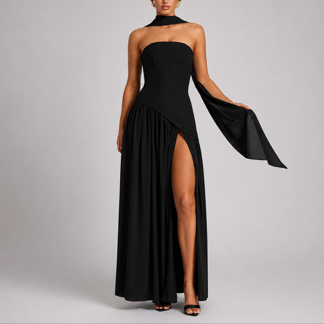 Charlotte | Robe Maxi Sans Bretelles pour Femmes avec Écharpe Robe de Mariage Invité Robe de Soirée