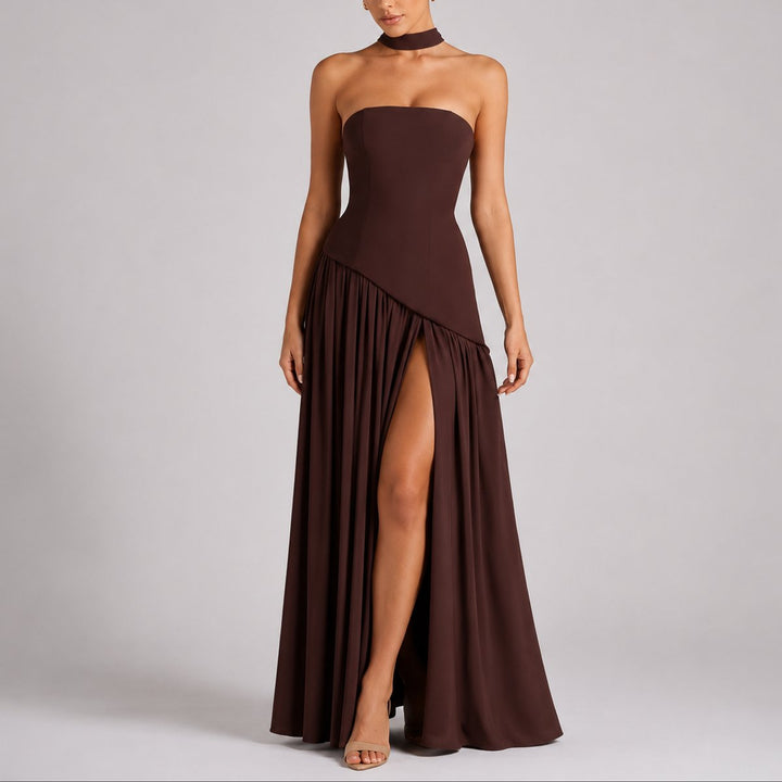 Charlotte | Robe Maxi Sans Bretelles pour Femmes avec Écharpe Robe de Mariage Invité Robe de Soirée