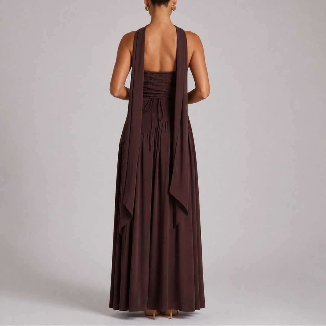 Charlotte | Robe Maxi Sans Bretelles pour Femmes avec Écharpe Robe de Mariage Invité Robe de Soirée
