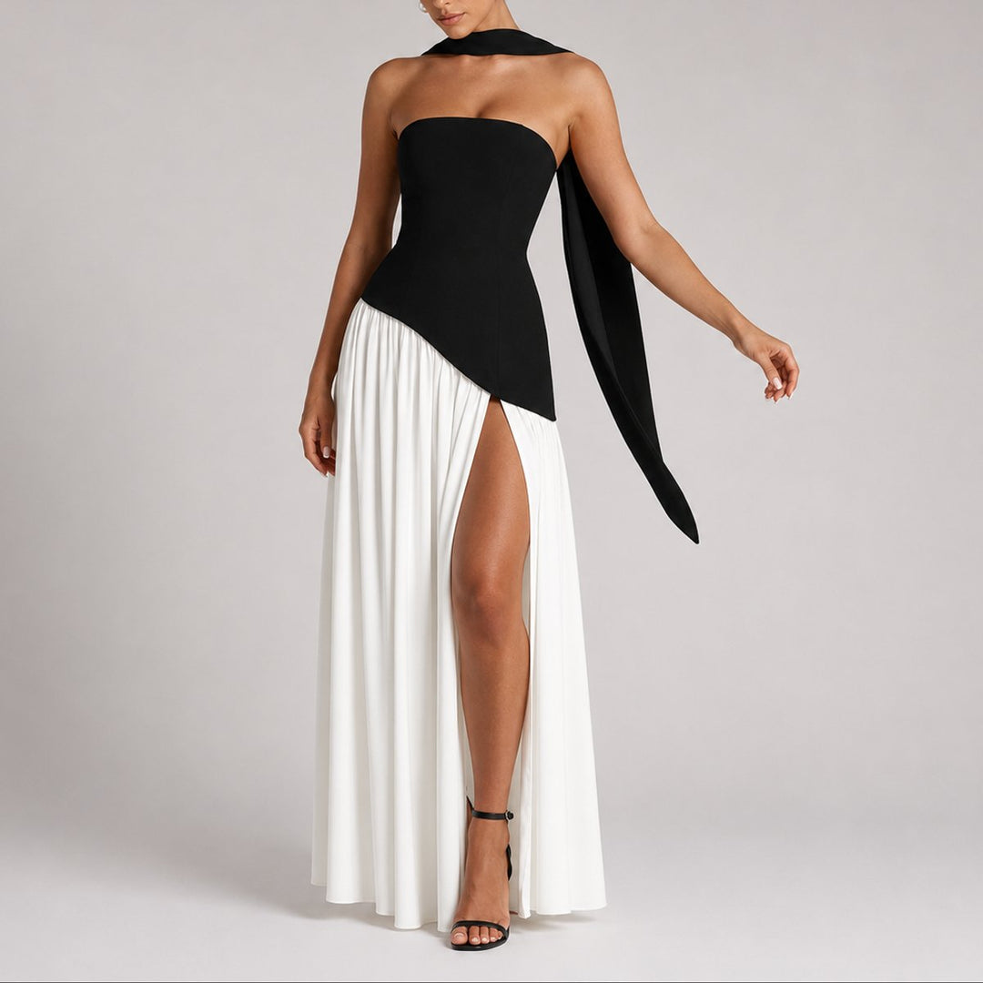 Charlotte | Robe Maxi Sans Bretelles pour Femmes avec Écharpe Robe de Mariage Invité Robe de Soirée