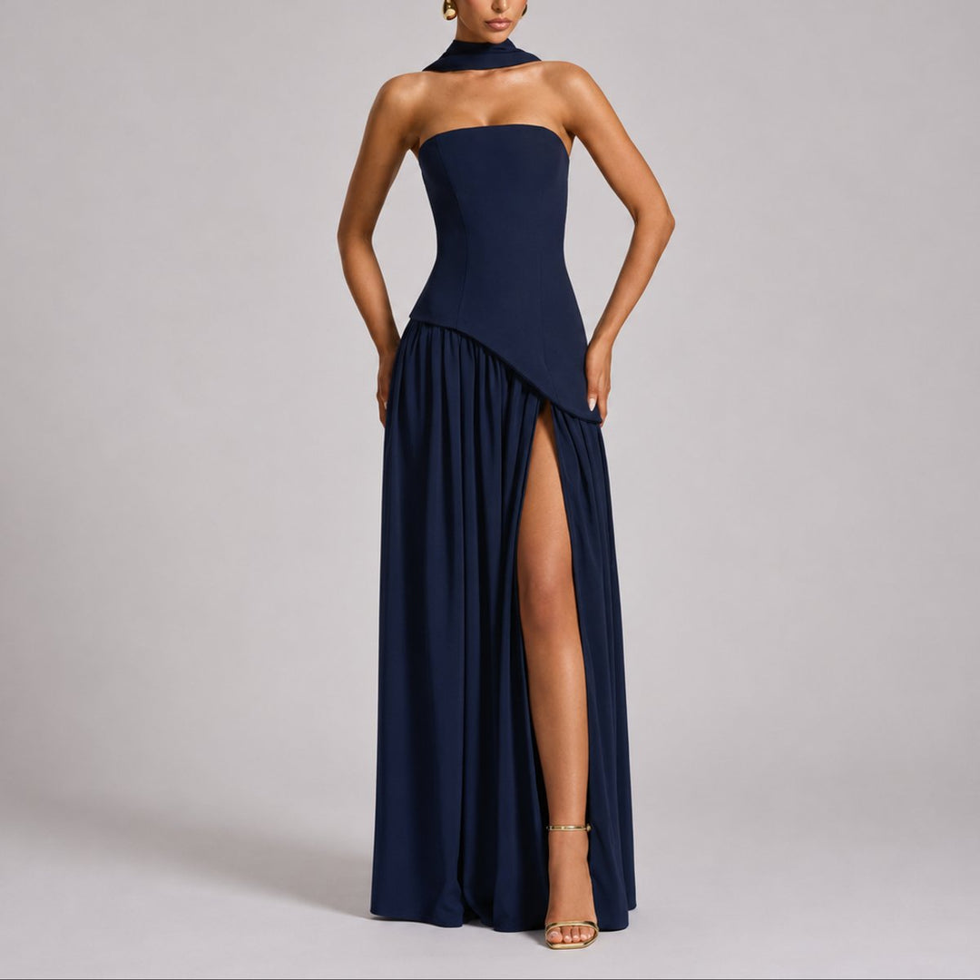 Charlotte | Robe Maxi Sans Bretelles pour Femmes avec Écharpe Robe de Mariage Invité Robe de Soirée