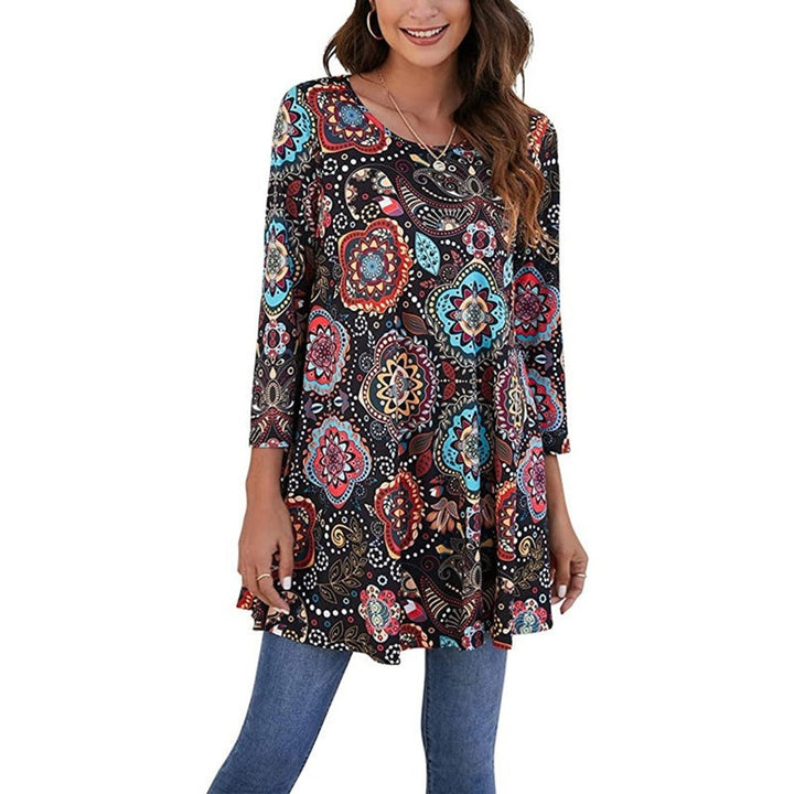 Leonie | Tunique femme avec imprimé mandala coloré et manches 3/4
