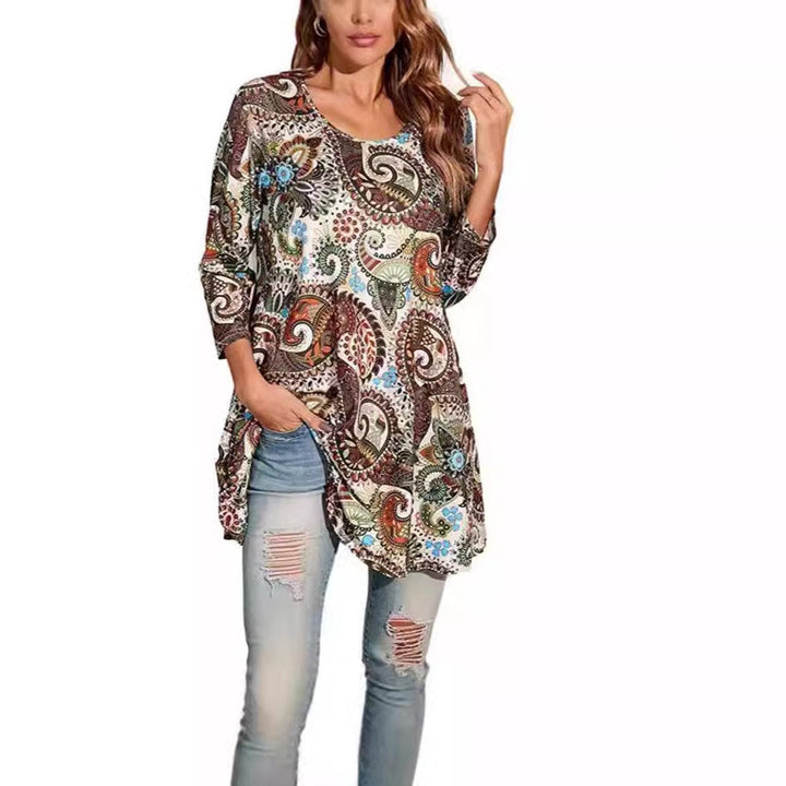 Leonie | Tunique femme avec imprimé mandala coloré et manches 3/4