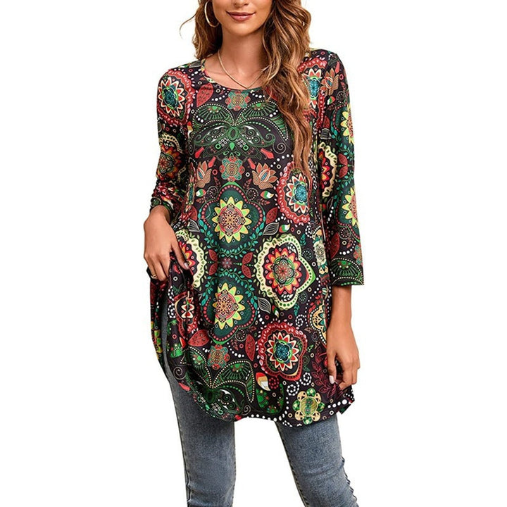 Leonie | Tunique femme avec imprimé mandala coloré et manches 3/4