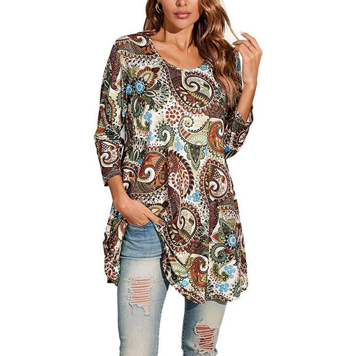 Leonie | Tunique femme avec imprimé mandala coloré et manches 3/4