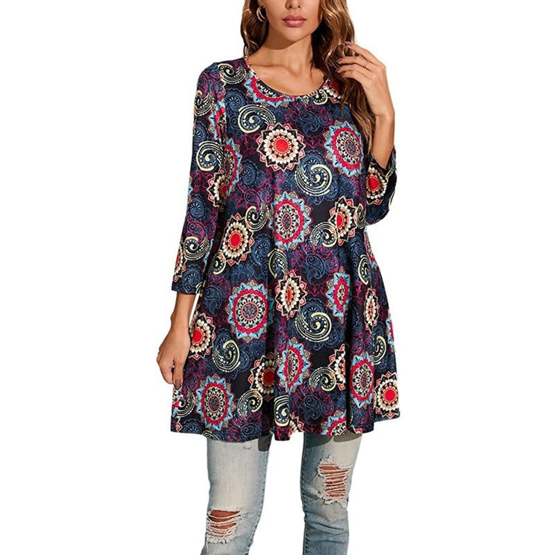 Leonie | Tunique femme avec imprimé mandala coloré et manches 3/4