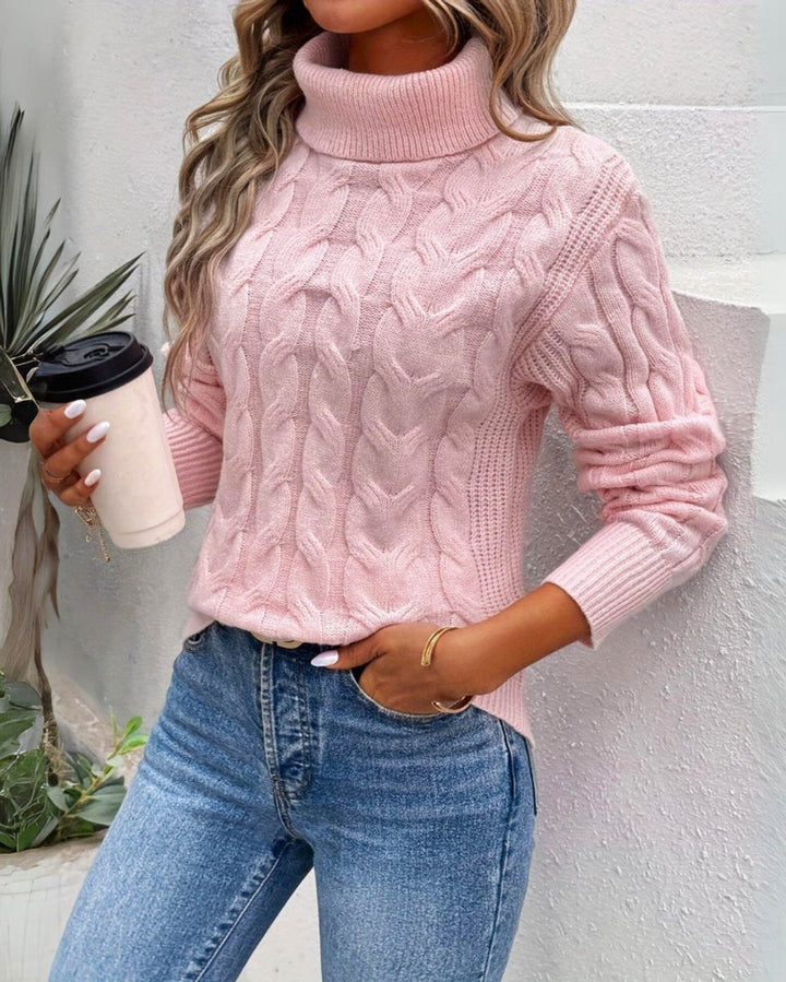 Marie | Pull à col roulé pour femmes Pull col roulé en torsades intemporel