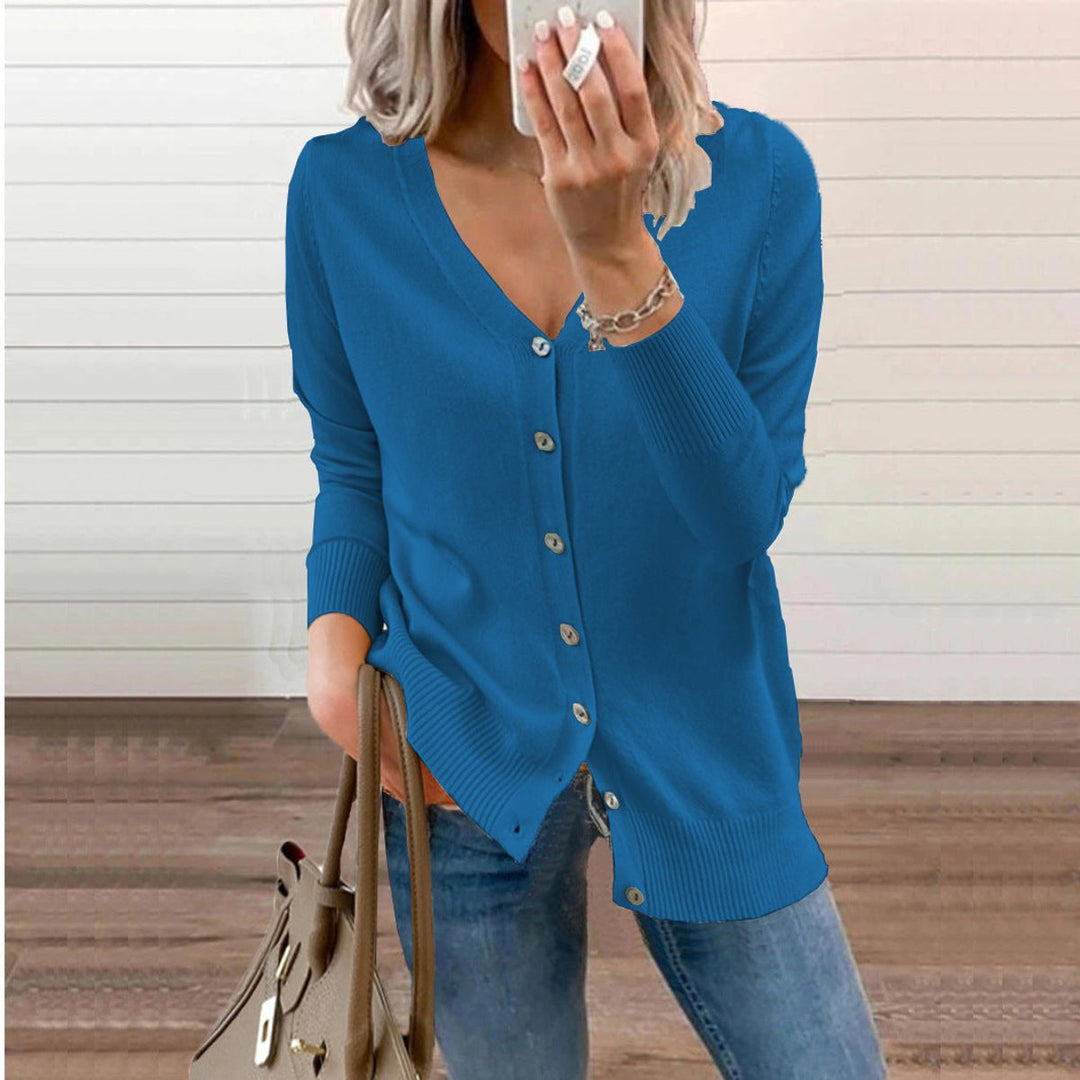 Amelie | Cardigan à col en V pour femmes, manches longues, avec boutons