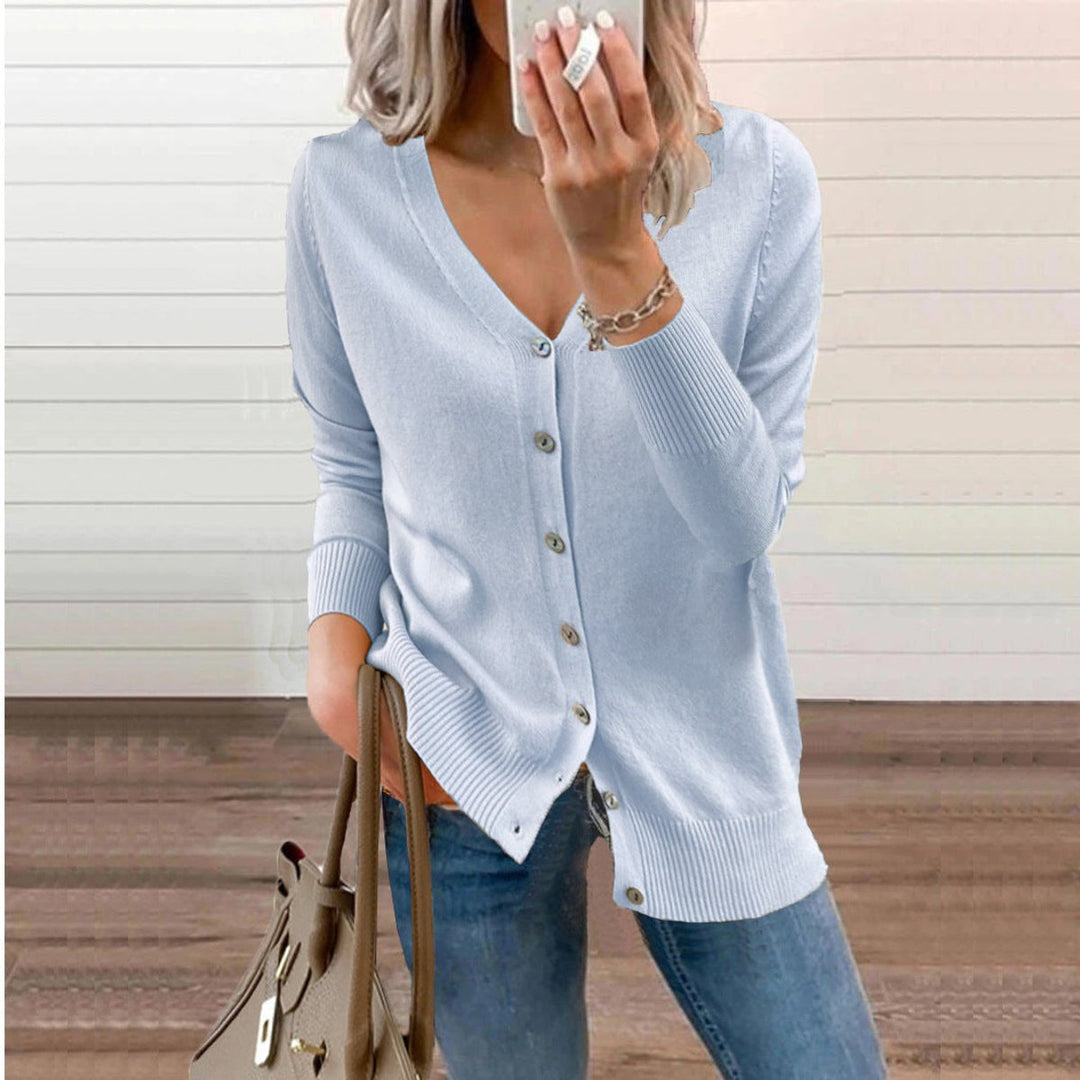 Amelie | Cardigan à col en V pour femmes, manches longues, avec boutons