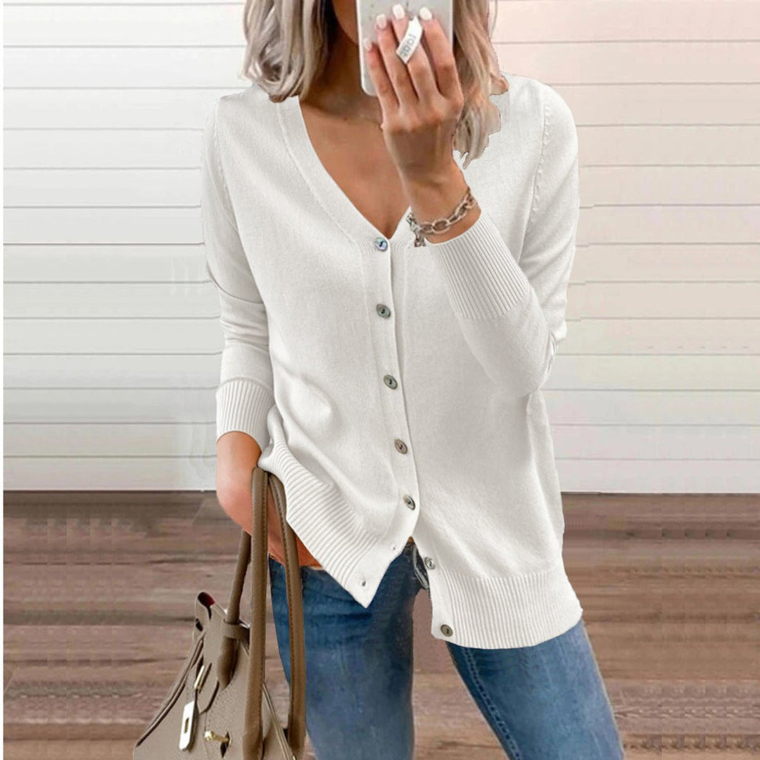 Amelie | Cardigan à col en V pour femmes, à manches longues, avec boutons