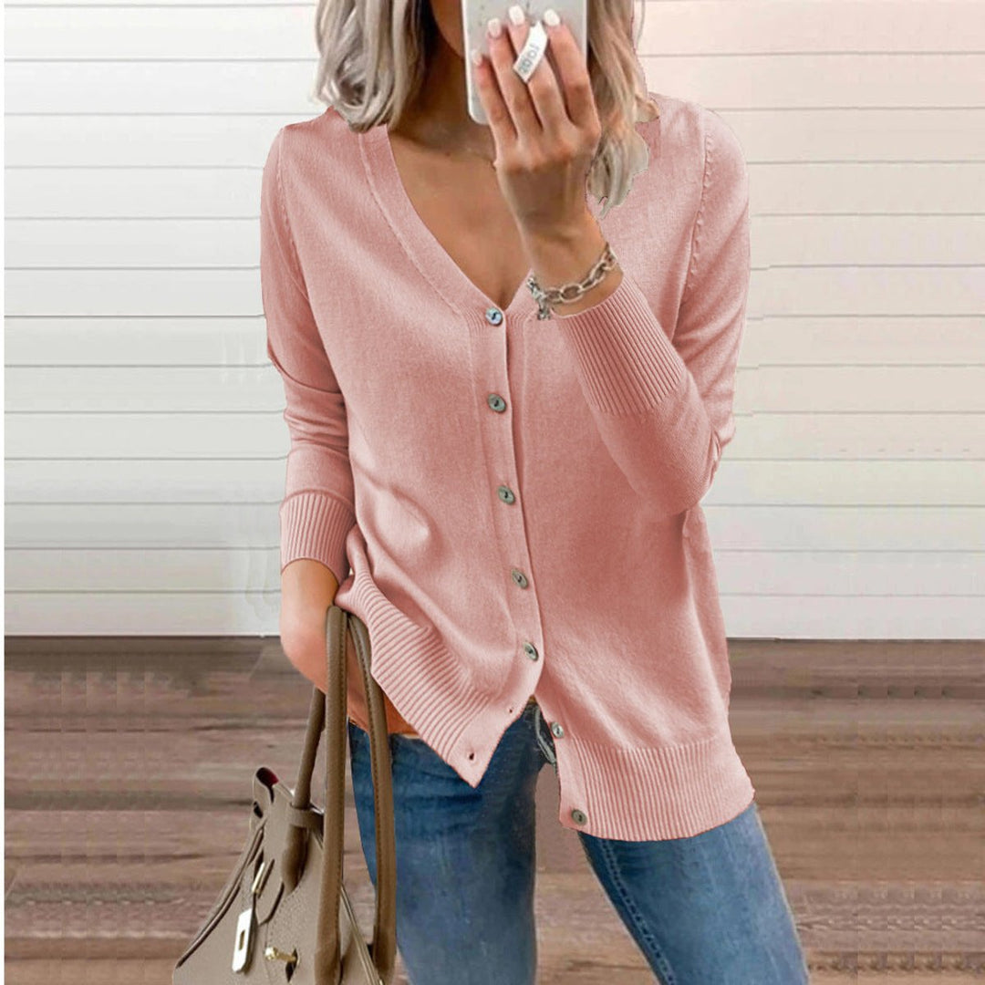 Amelie | Cardigan à col en V pour femmes, à manches longues, avec boutons