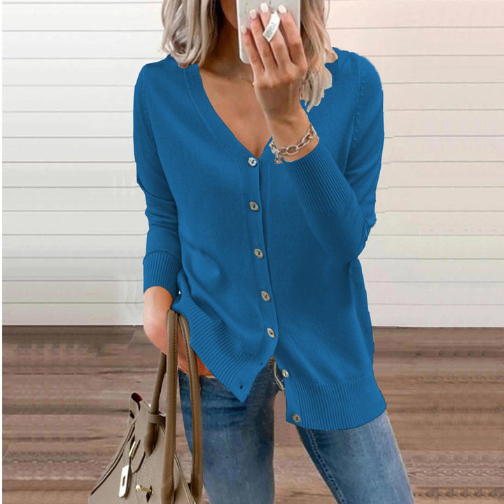 Amelie | Cardigan à col en V pour femmes, à manches longues, avec boutons