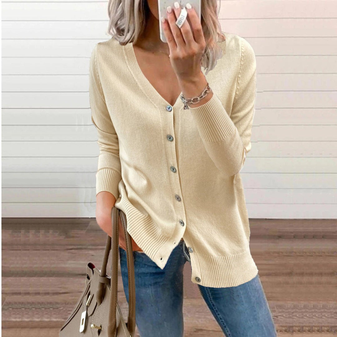 Amelie | Cardigan à col en V pour femmes, manches longues, avec boutons