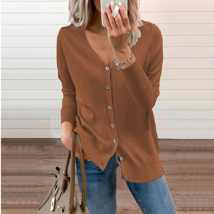 Amelie | Cardigan à col en V pour femmes, manches longues, avec boutons