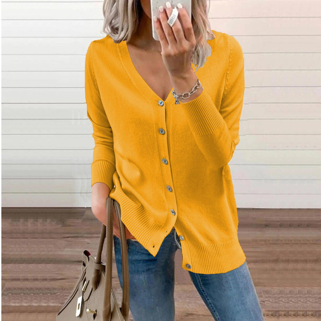 Amelie | Cardigan à col en V pour femmes, manches longues, avec boutons