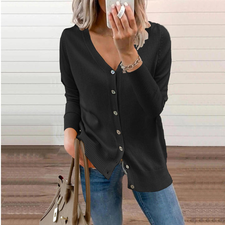 Amelie | Cardigan à col en V pour femmes, manches longues, avec boutons