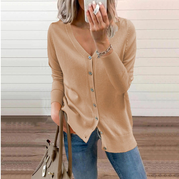 Amelie | Cardigan à col en V pour femmes, à manches longues, avec boutons