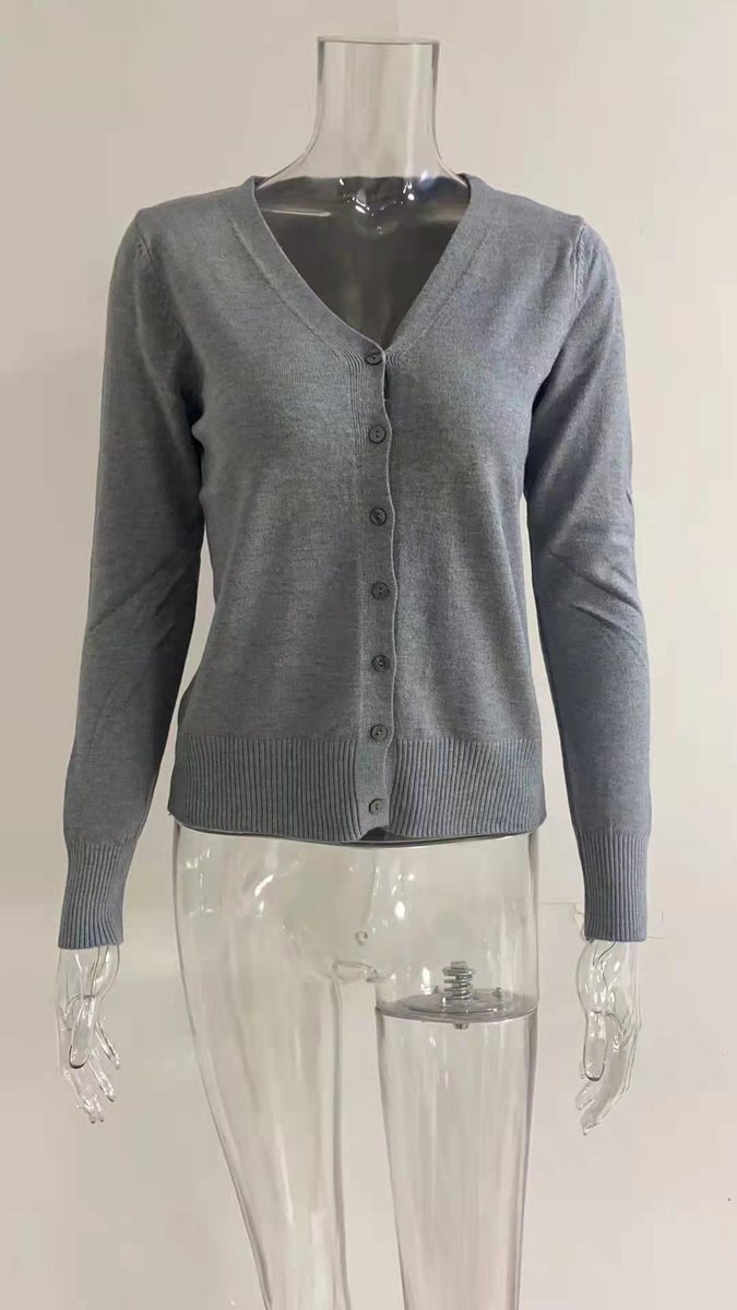 Amelie | Cardigan à col en V pour femmes, manches longues, avec boutons