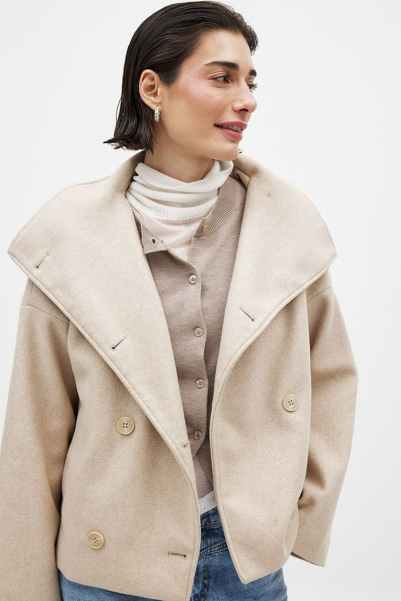 Manteau vintage à double boutonnage pour femmes | Court