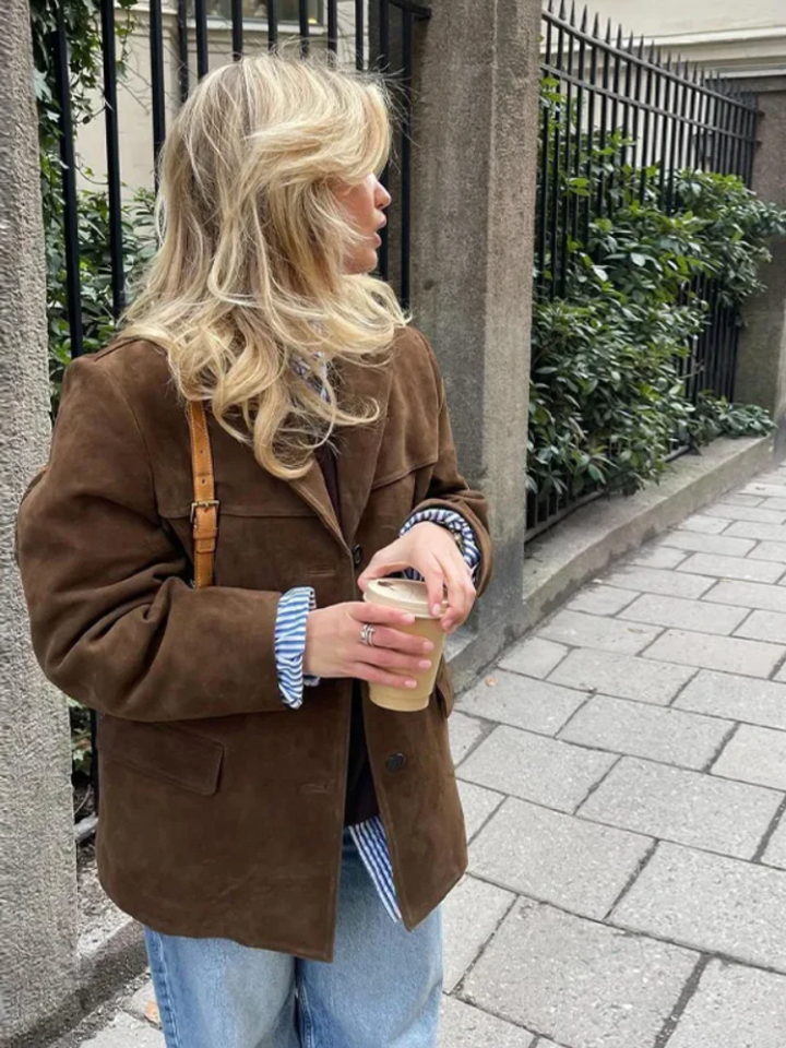 Manteau d'automne vintage pour femmes | surdimensionné