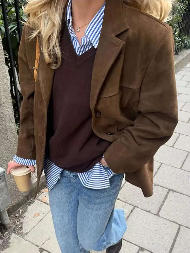 Manteau d'automne vintage pour femmes | surdimensionné