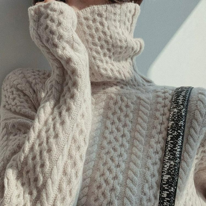 Pull en maille vintage pour femmes | Col roulé