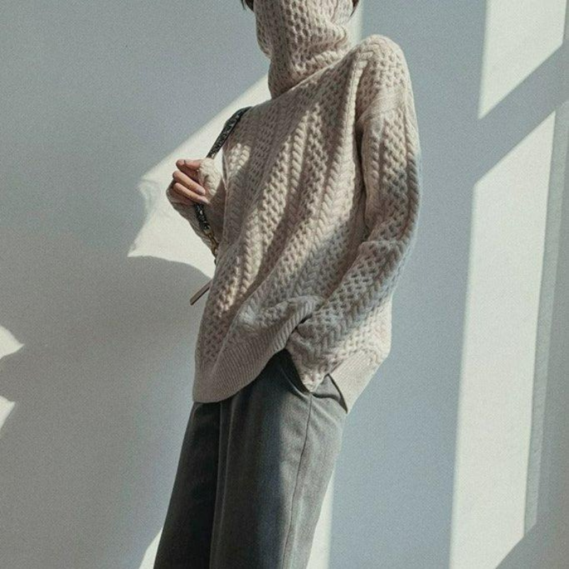 Pull en maille vintage pour femmes | Col roulé