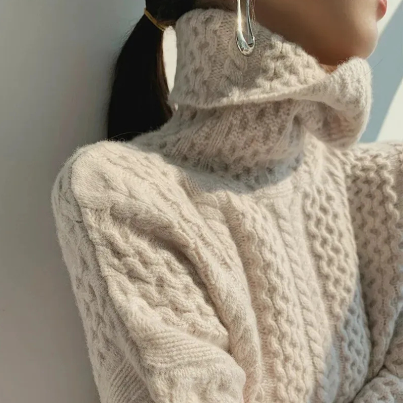 Pull en tricot vintage pour femmes | Col roulé