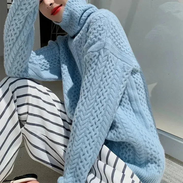 Pull en maille vintage pour femmes | Col roulé