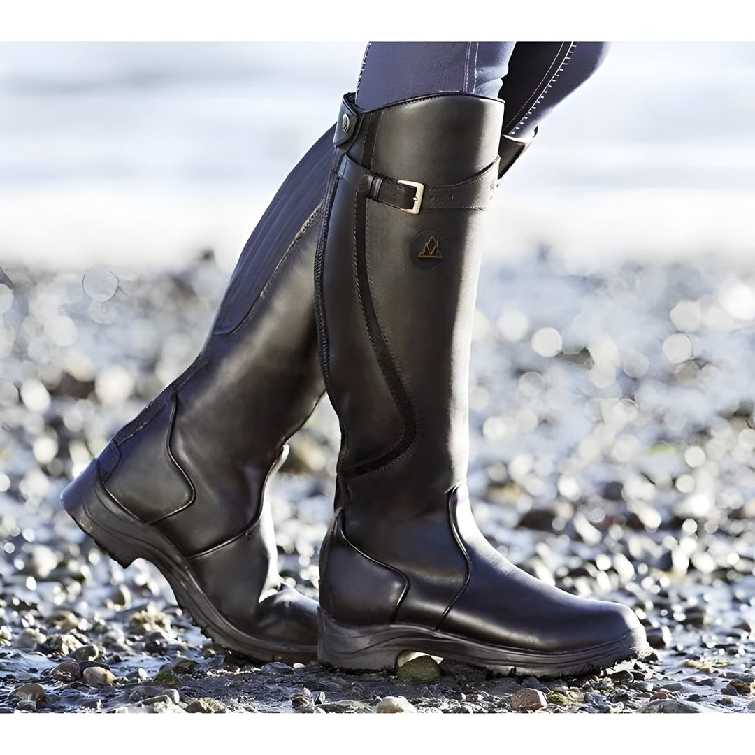 Johanna | Bottes en cuir imperméables pour femmes, hauteur genou avec boucle EU 35-43