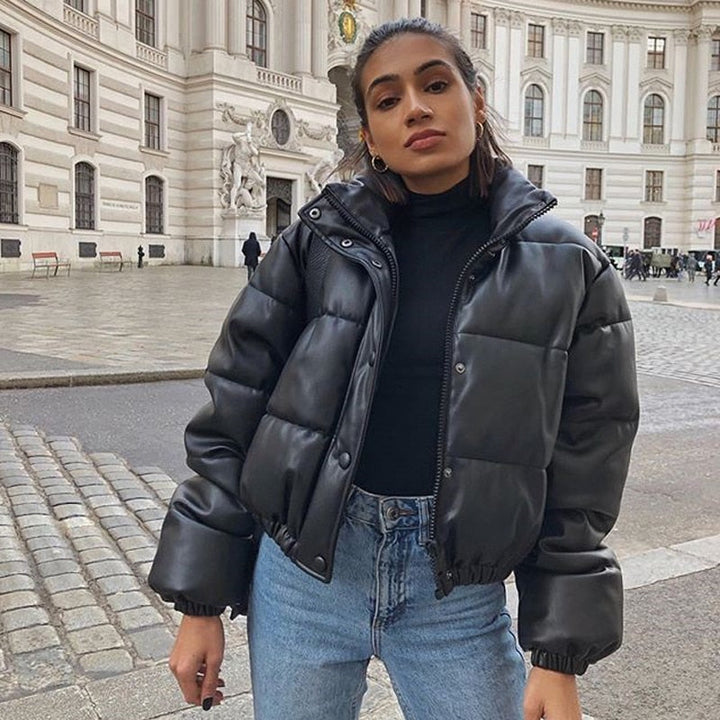 Veste d'hiver pour femmes avec zip et col montant