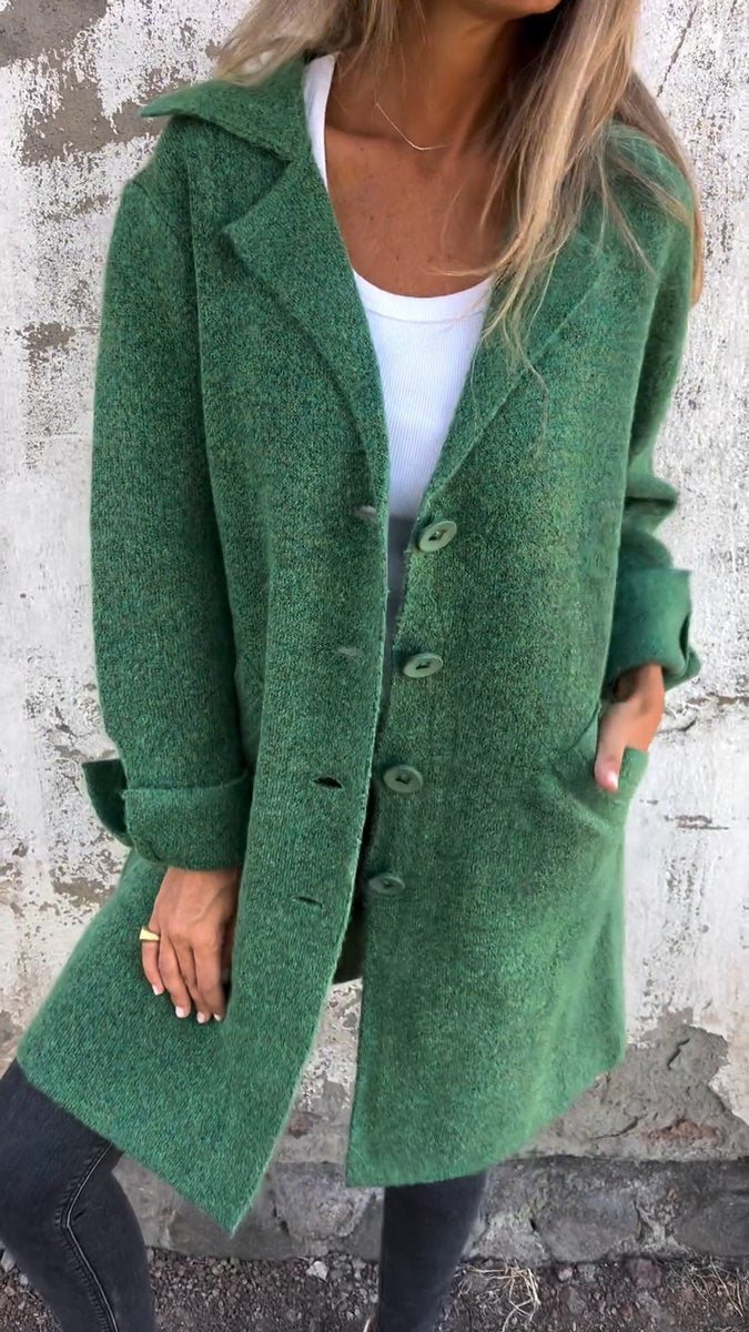 Nora | Manteau Femme Lässig Langer Mantel mit Revers und Knöpfen