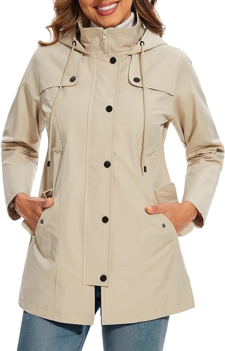 Elisabeth | Manteau Femme Imperméable à Capuche en Tartan avec Doublure en Fleece