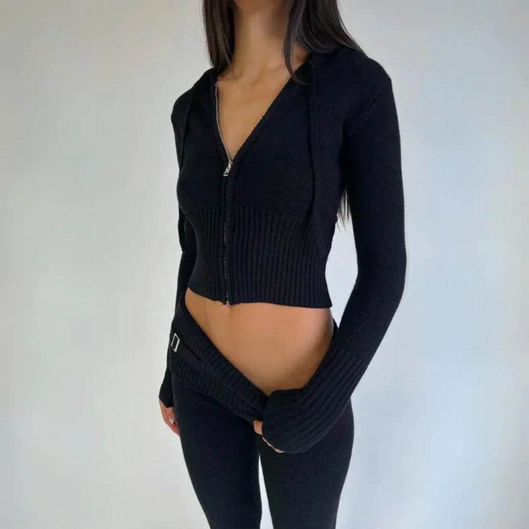 Ensemble de sweat à capuche zippé et de pantalon pour femmes