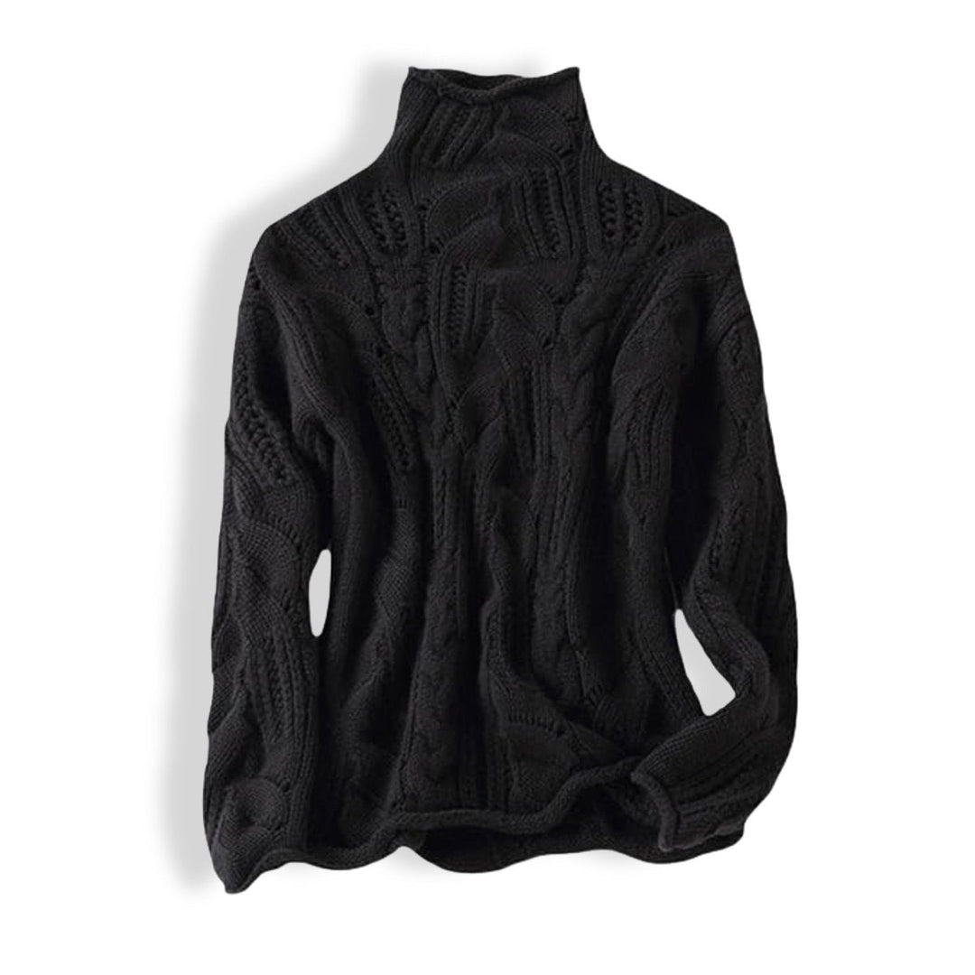 Marie | Pull en tricot à motif torsadé pour femmes, col roulé, coupe décontractée