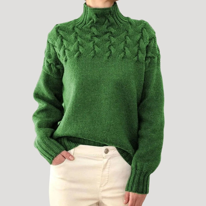Sophie | Pull en tricot à col roulé et motif en relief pour femmes